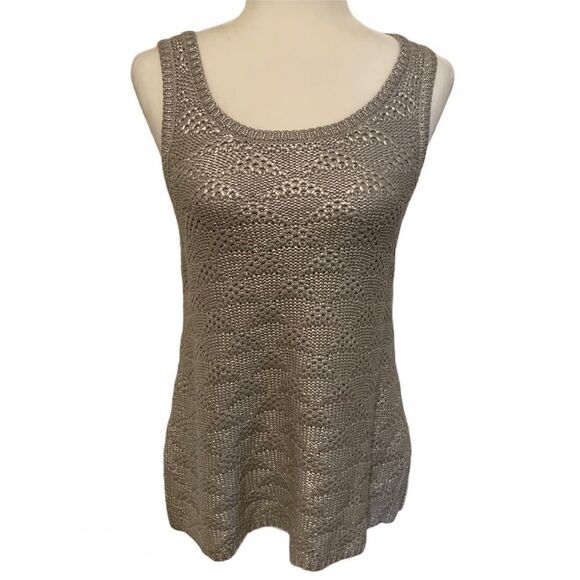 🔴 3/$18 Anthropologie Moth Silver Foiled Sana Tank Top - Picture 2 of 5